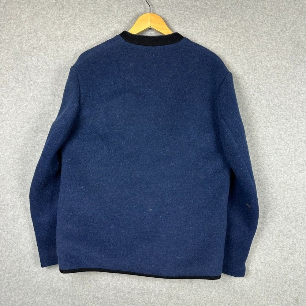 Vintage Carroll Reed Lined Wool Cardigan Blue L/XL Hong Kong Coin Buttons - Picture 3 of 7